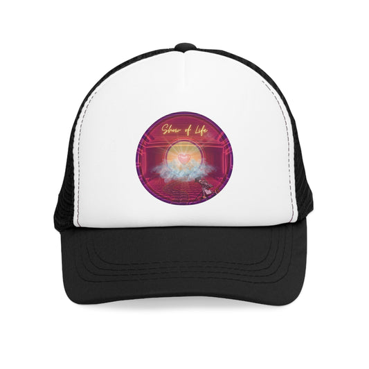 Lumpy Trucker Hat - "The Show of Donuts" - magenta donut - variant 1