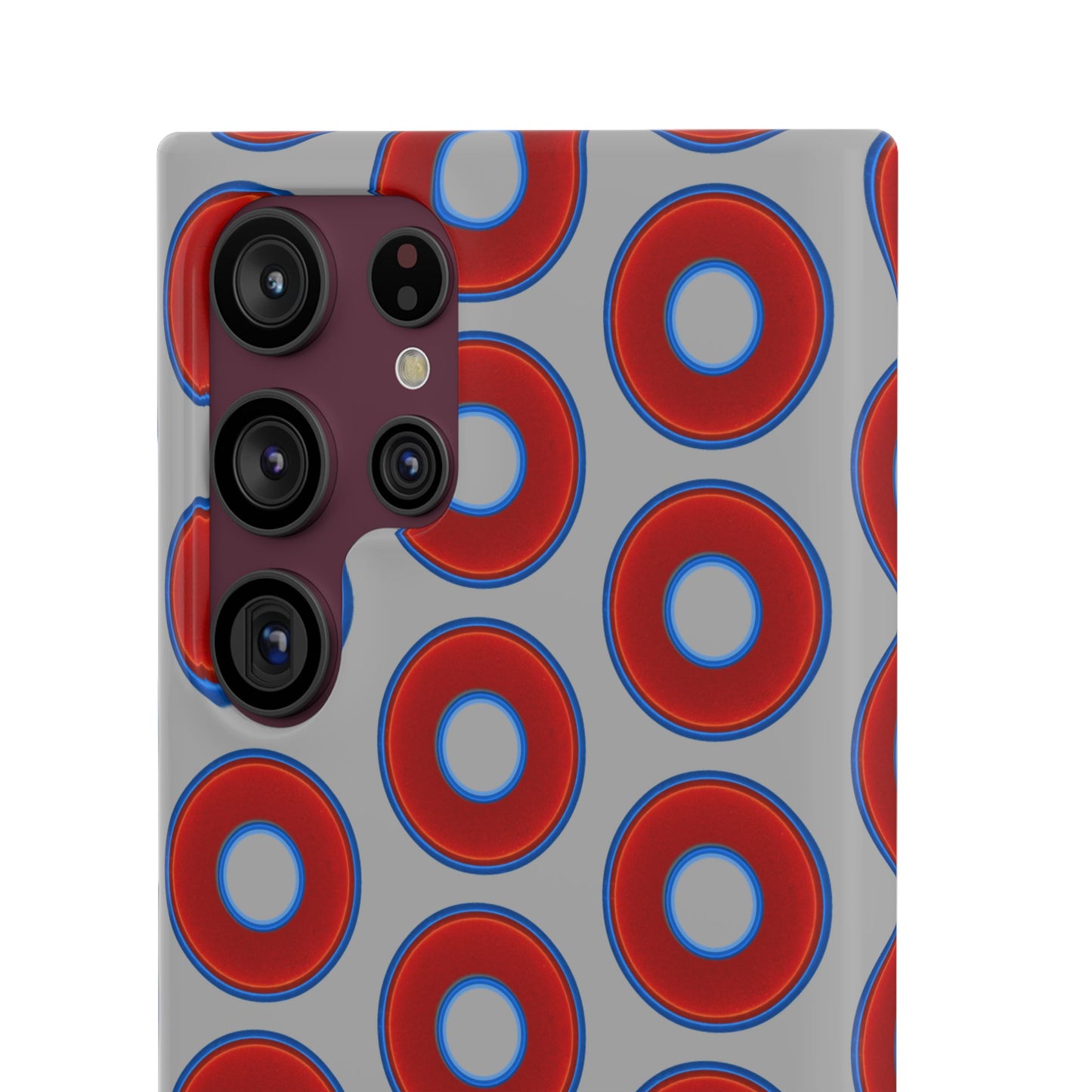 Lumpy Donut Snap Case - red vivid donut print w/light gray background