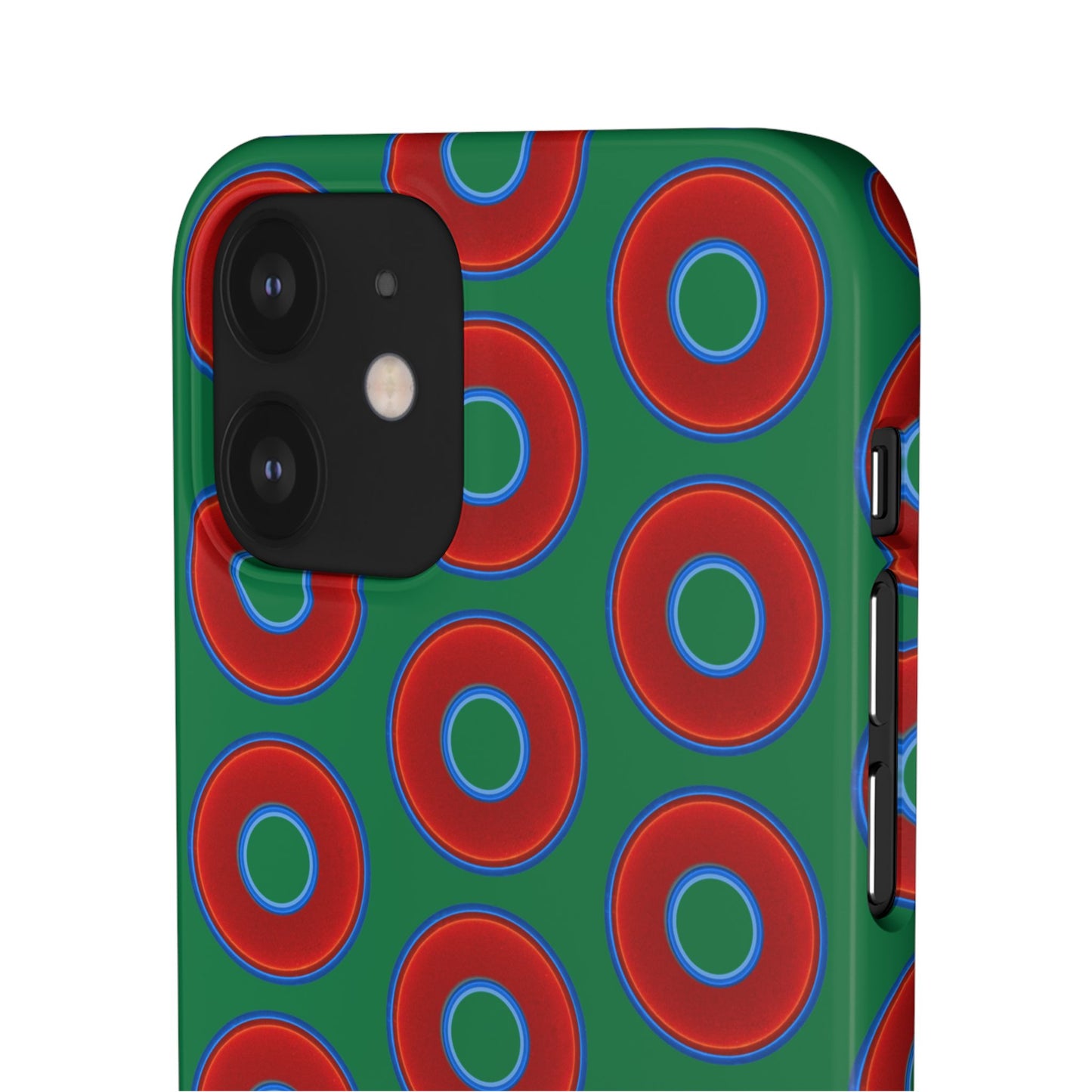 Lumpy Donut Snap Case - red vivid donut print w/green background