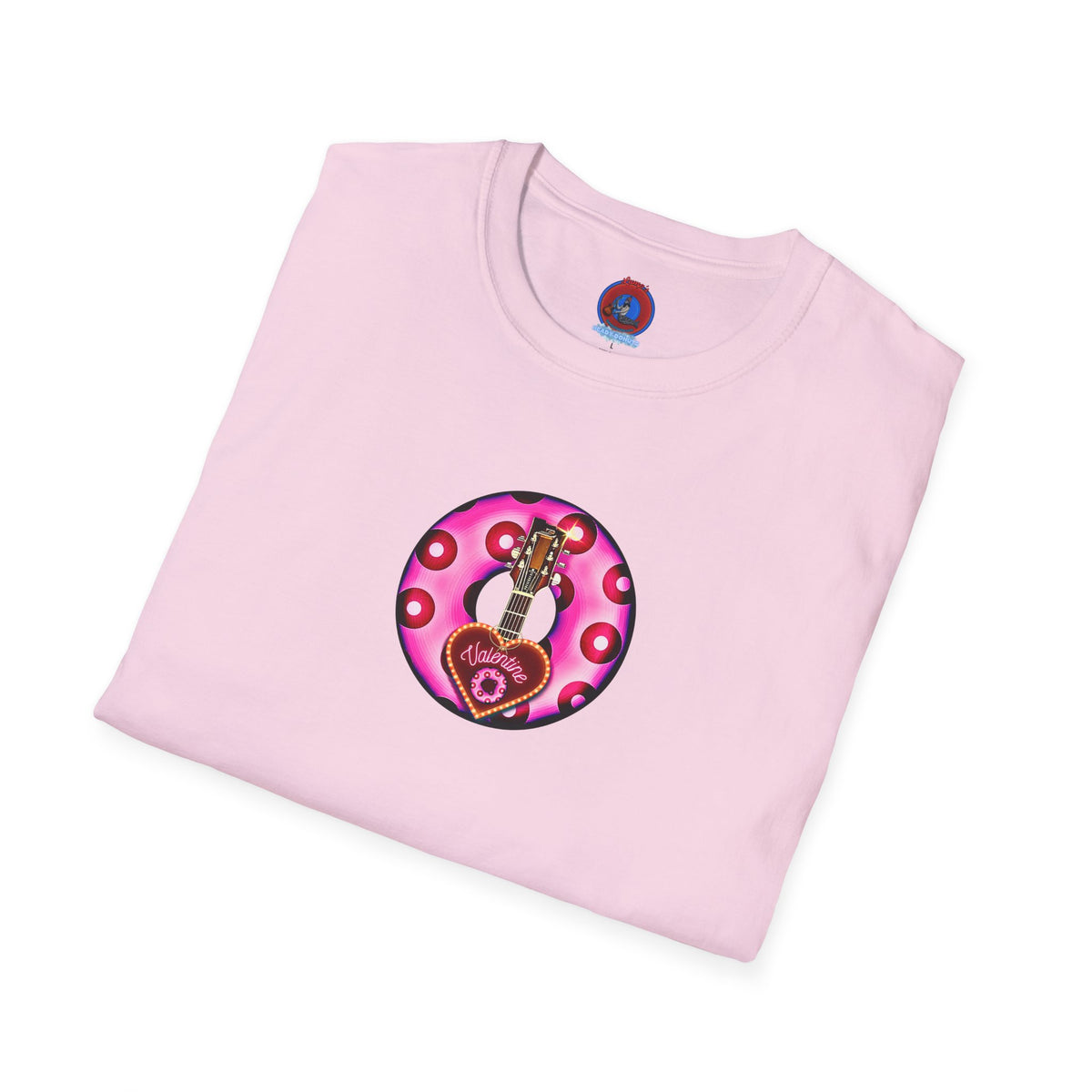 Classic Donut Tee - Unisex Soft-Style - "Would You Be My Donut?" - paradoxical bubblegum pink/red donut - variant 2
