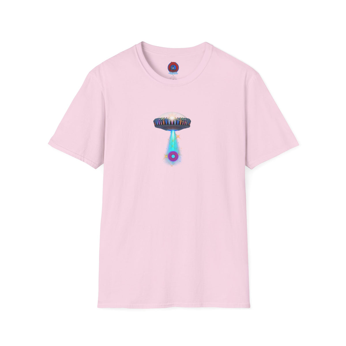 Classic Donut Tee - Unisex Soft-Style - "Donuts now Served on the Mothership" - series 1.0  - variant 6  - tractor-beamed donut