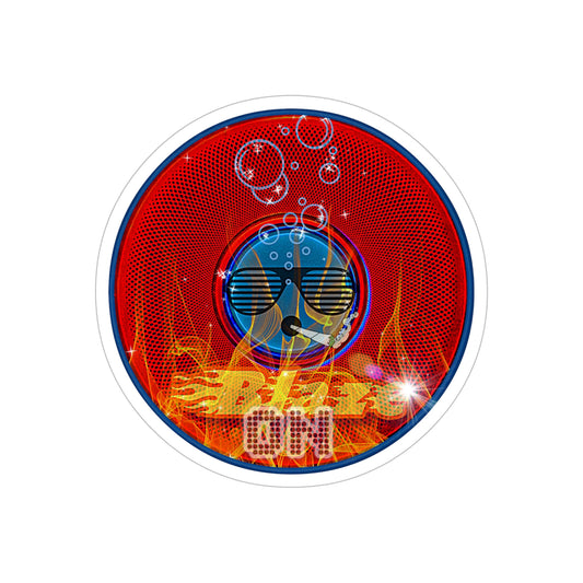 Donut Bumper/Outdoor Sticker - "Fire Blazed Donuts" - series 1.0 - red donut - [Die-Cut] 6"x 6"