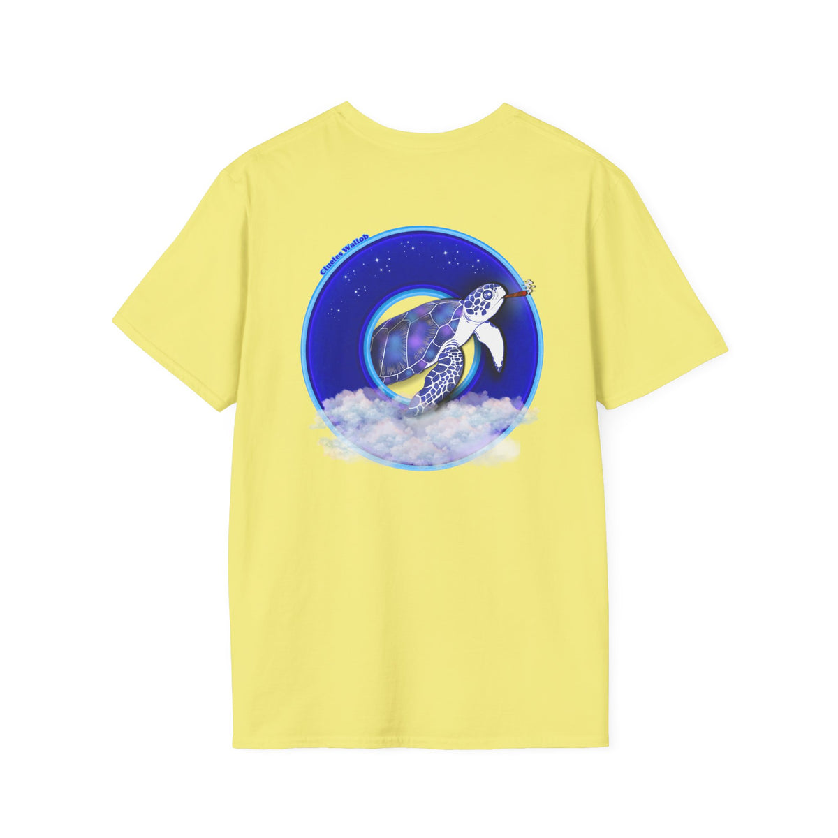 Classic Donut Tee - Unisex Soft-Style - "Clueless Wallob's Donuts" - vivid blue sky donut
