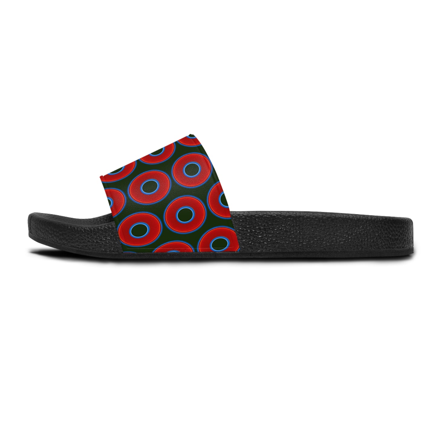 Lumpy Sandals - slip-ons - red vivid donuts w/deep forest green background