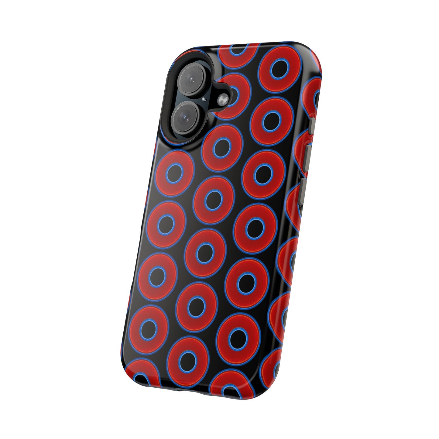 Magnetic Tough Donut Case - red vivid donut print w/black background