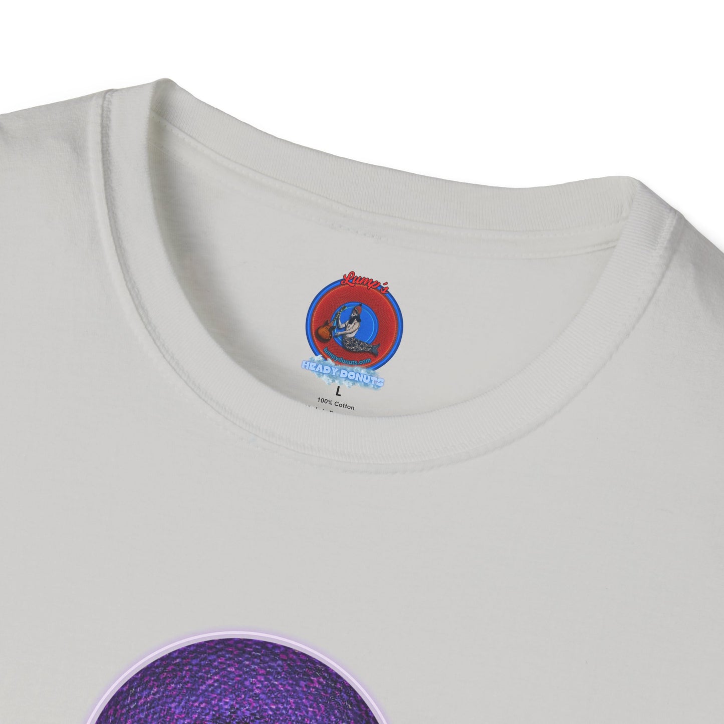 Classic Donut Tee - Unisex Soft-Style - "Plain Pixilated Donut' - purple/light purple pixilated afterglow donut