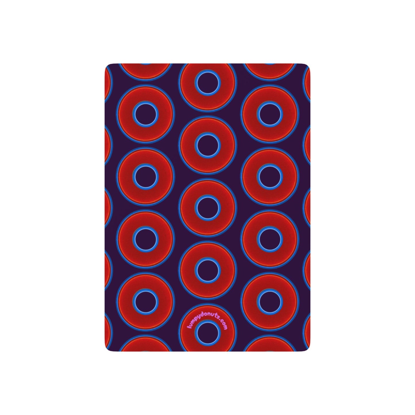 Lumpy Donut Playing Decks - 52-cards - red vivid donuts w/midnight purple background