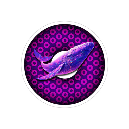 Donut Bumper/Outdoor Sticker - "A Purple Humpback Whale of a Good Time" - series 1.0 - variant 1 - purple/purple paradoxical donut - [Die-Cut] 6"x 6"
