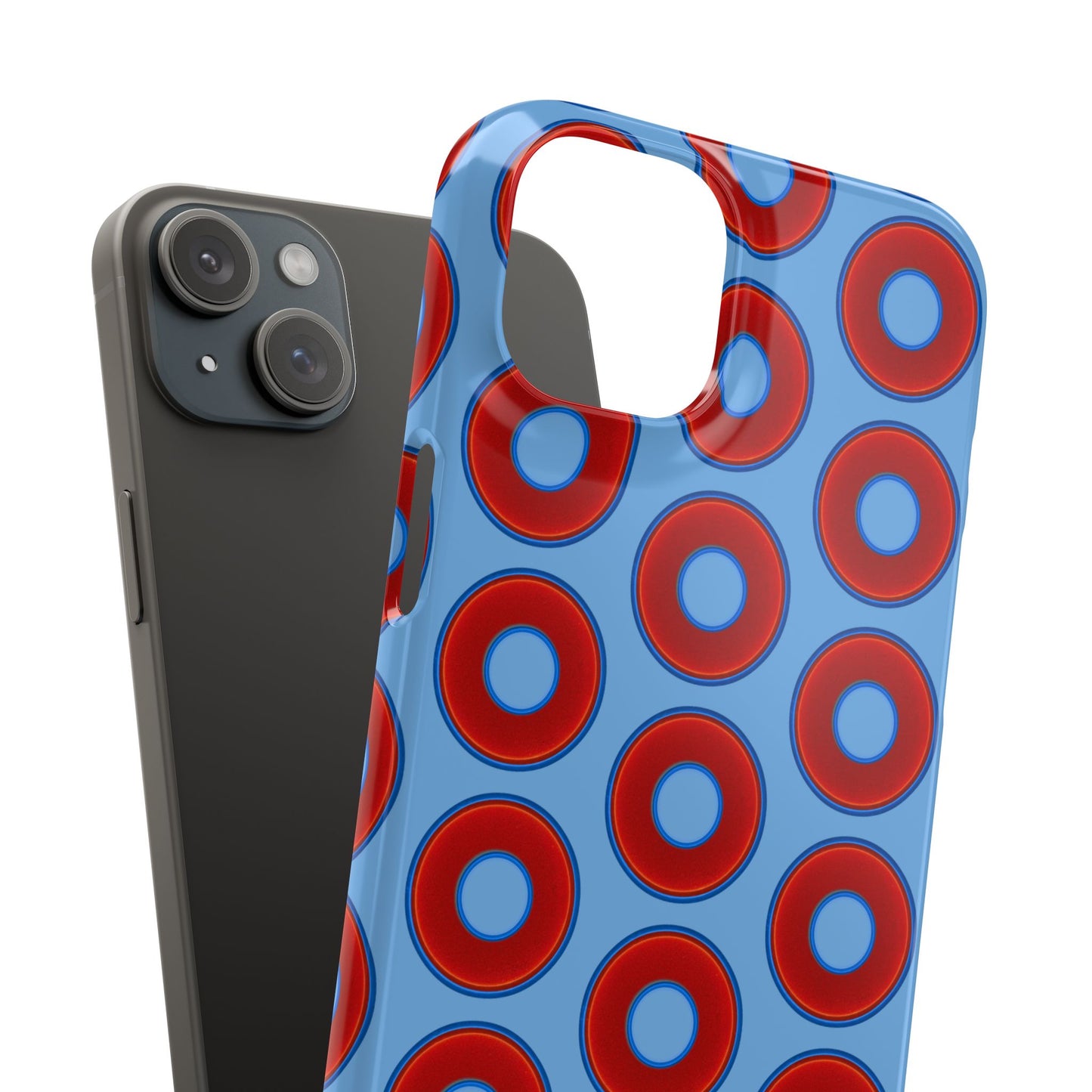Lumpy Donut Snap Case - red vivid donut print w/light blue background