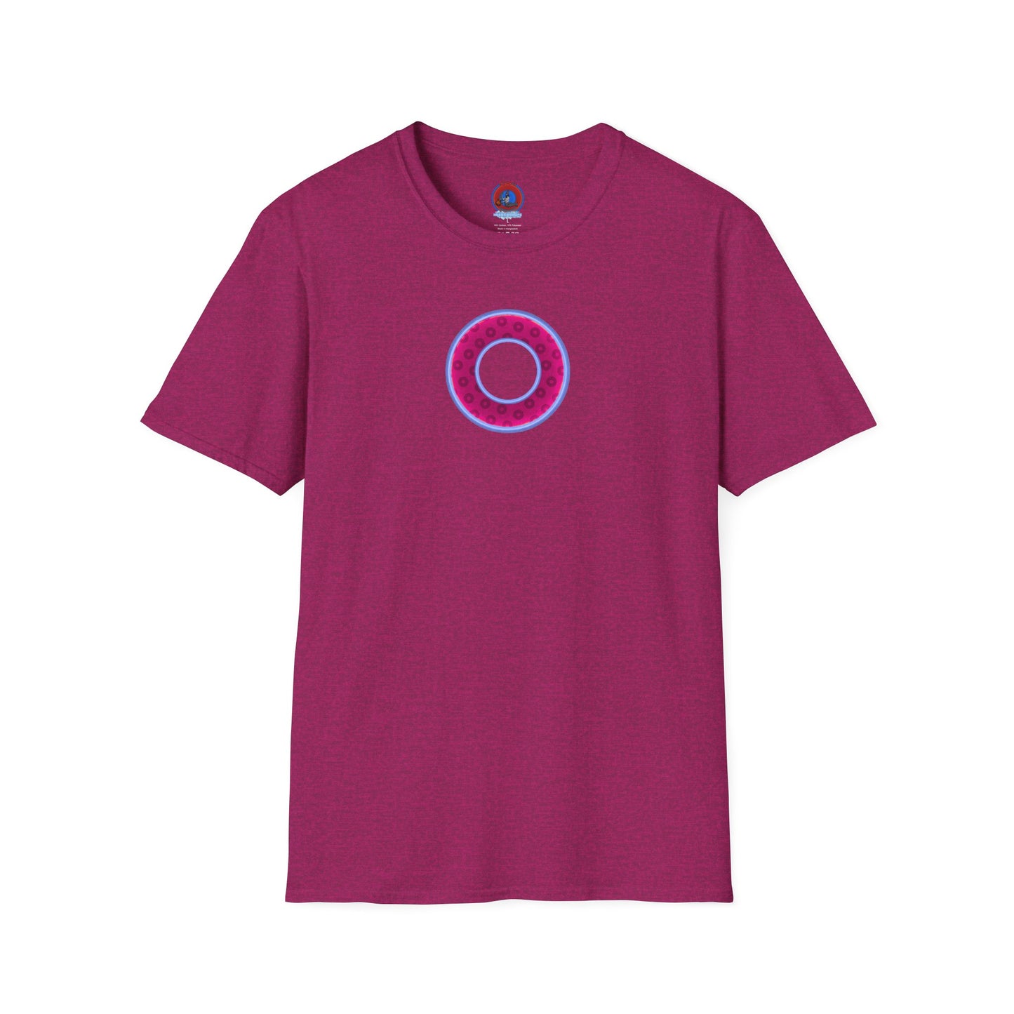Plain Donuts/Unisex Soft-Style - "Plain Wide Mouthed Paradoxical Donuts" - dark magenta/light blue donuts