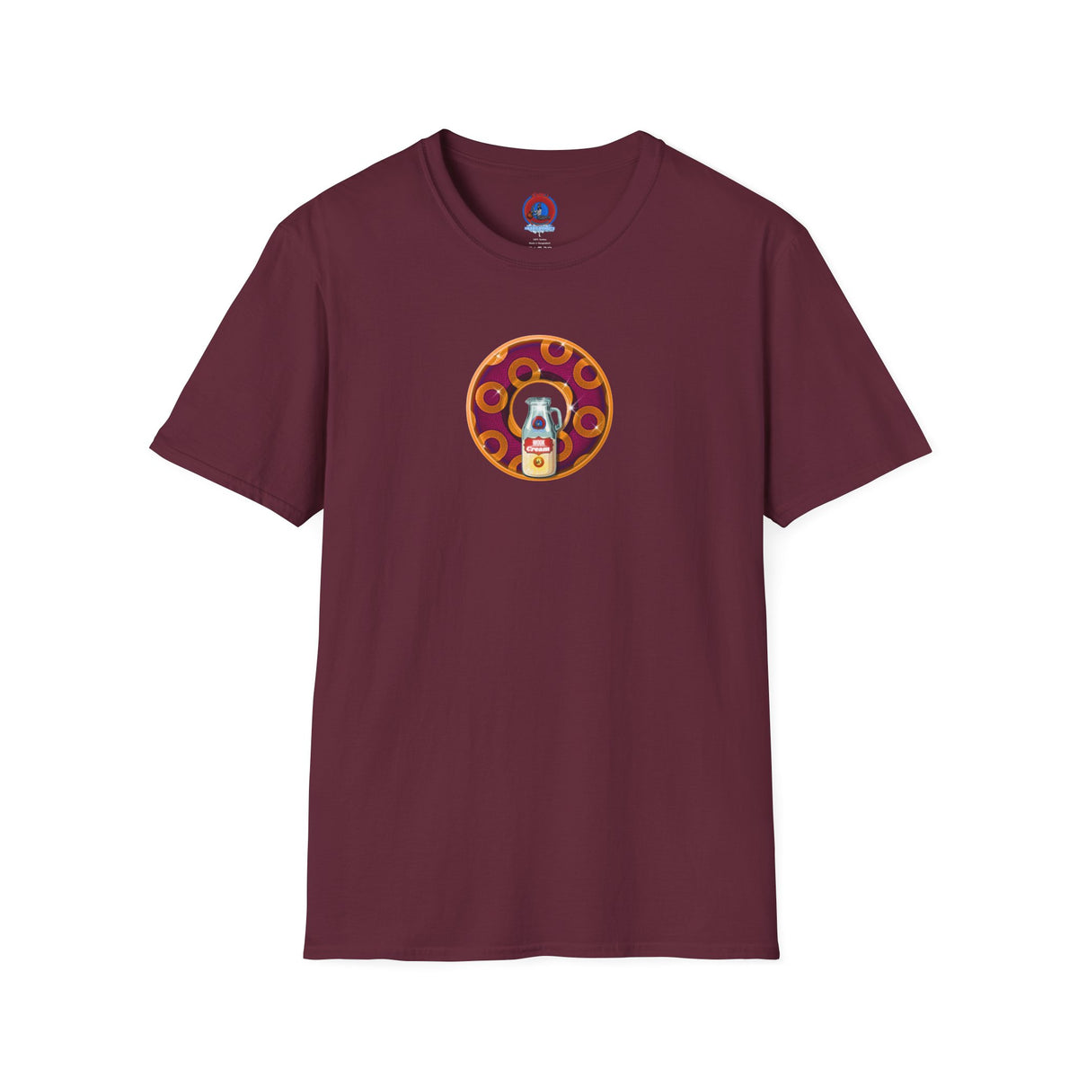 Classic Donut Tee - Unisex Soft-Style - "Princely Wooked Cream - YEMSG Donut " - burgundy/orange rustic paradox donut - variant 1