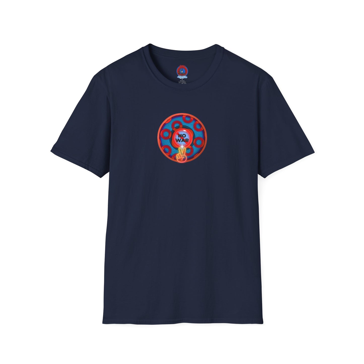 Classic Donut Tee - Unisex Soft-Style - "Peace of My Donut?" - blue/red rustic paradox donut