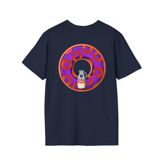 Classic Donut Tee - Unisex Soft-Style - "Wooked Cream - YEMSG Donut " -purple/red rustic paradox donut - variant 6