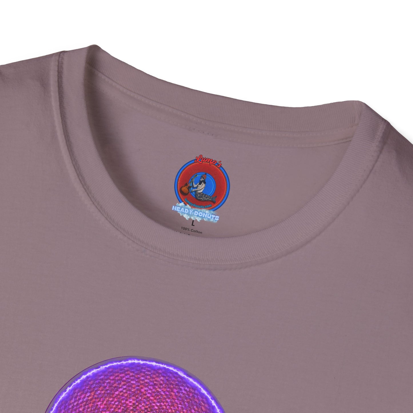 Classic Donut Tee - Unisex Soft-Style - "The Frankenstein Donut - It's Alive! " - series 1.0  - purple-ish donut