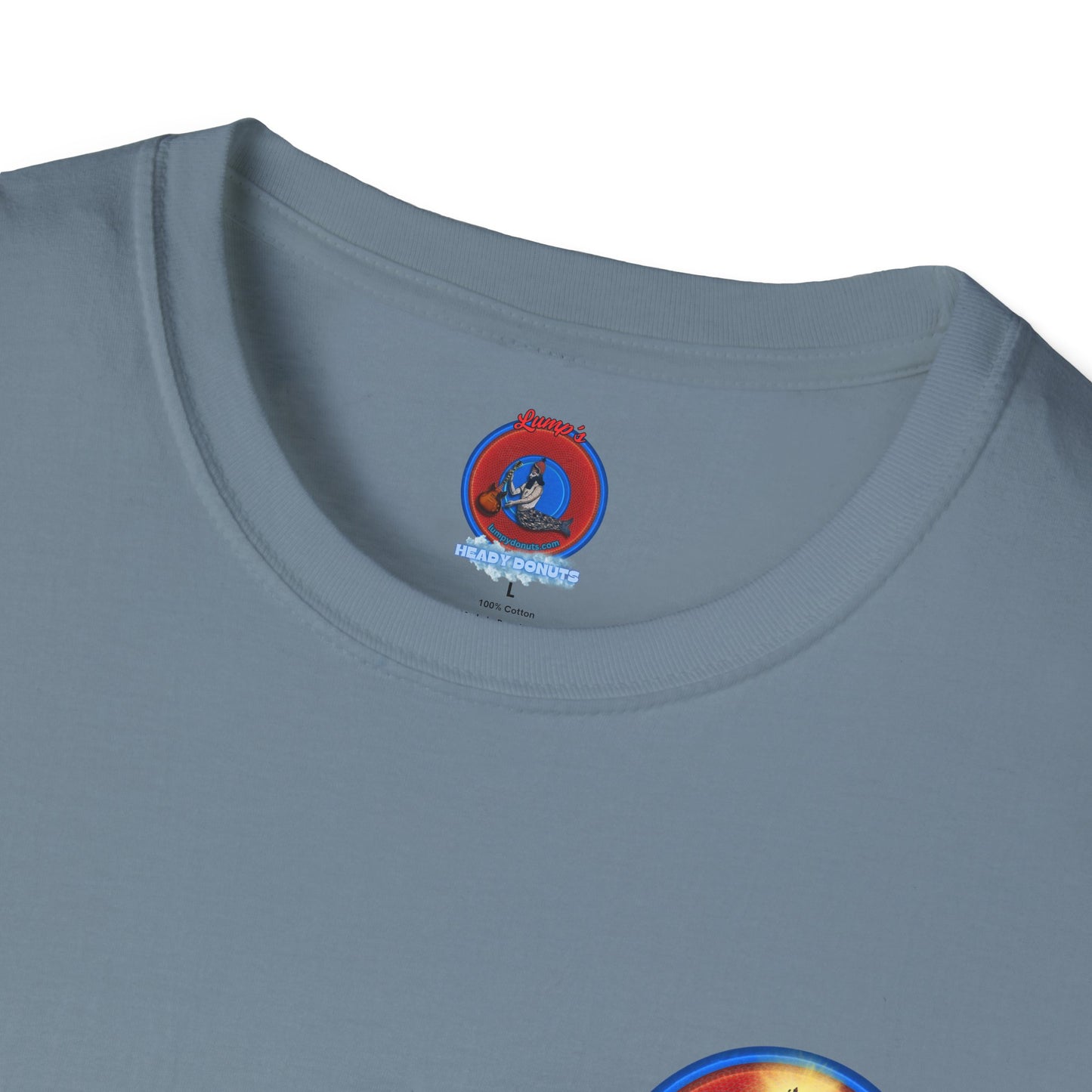 Classic Donut Tee - Unisex Soft-Style - "It's Always Phishmas in Philly" - rustic red/blue donut