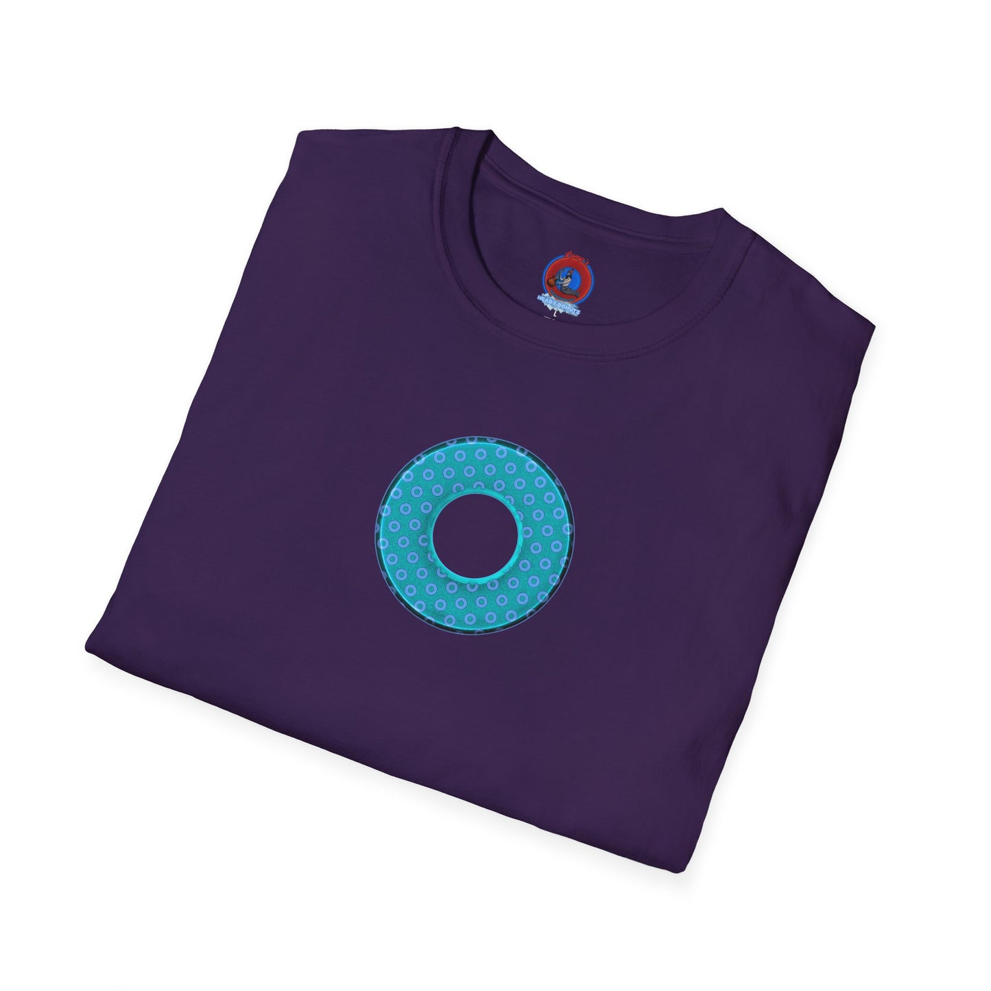 Plain Donuts/Unisex Soft-Style - "Plain Electric Paradoxical Donuts" - light teal/purple donuts