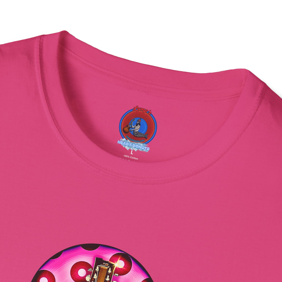 Classic Donut Tee - Unisex Soft-Style - "Would You Be My Donut?" - paradoxical bubblegum pink/red donut - variant 2