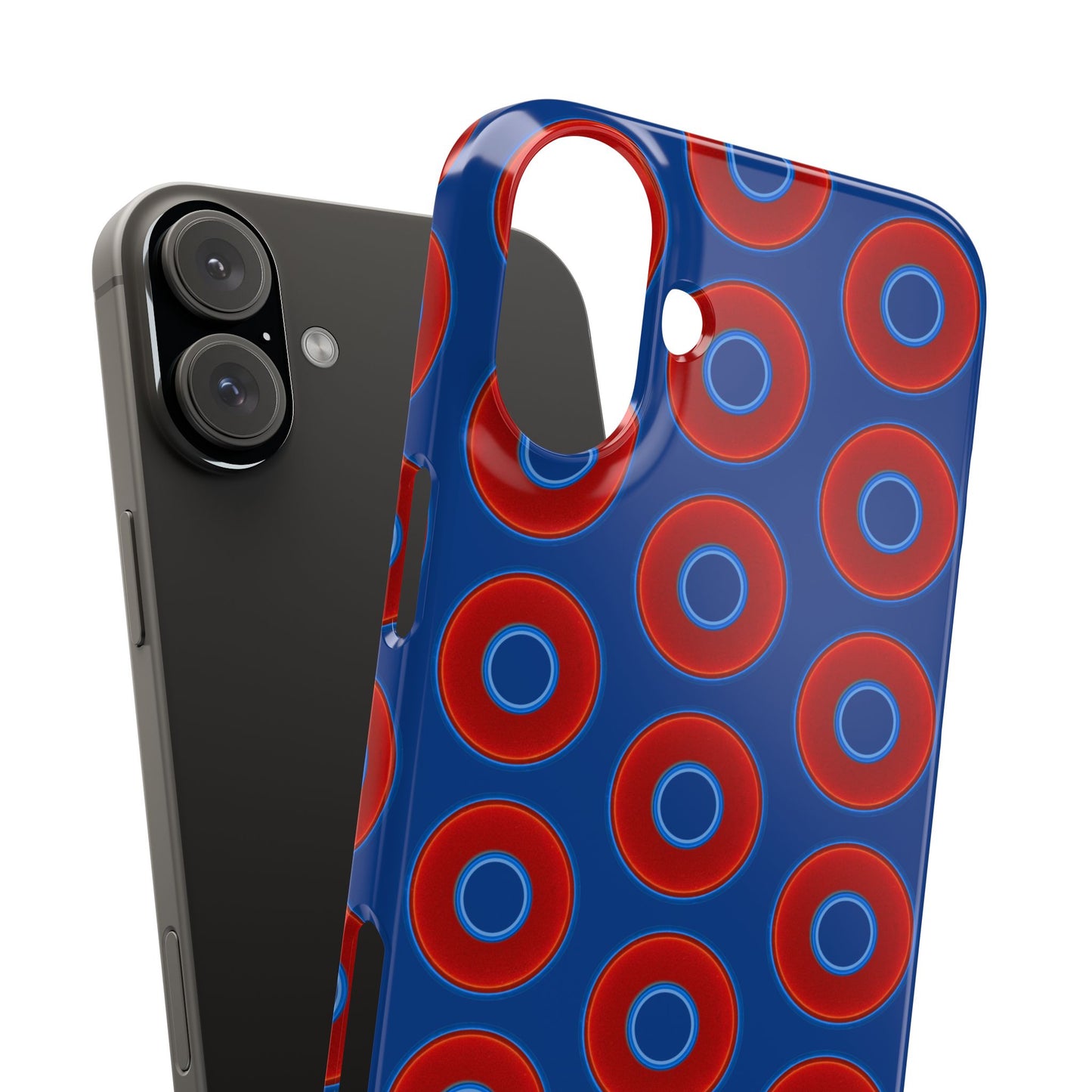 Lumpy Donut Snap Case - red vivid donut print w/dark blue background