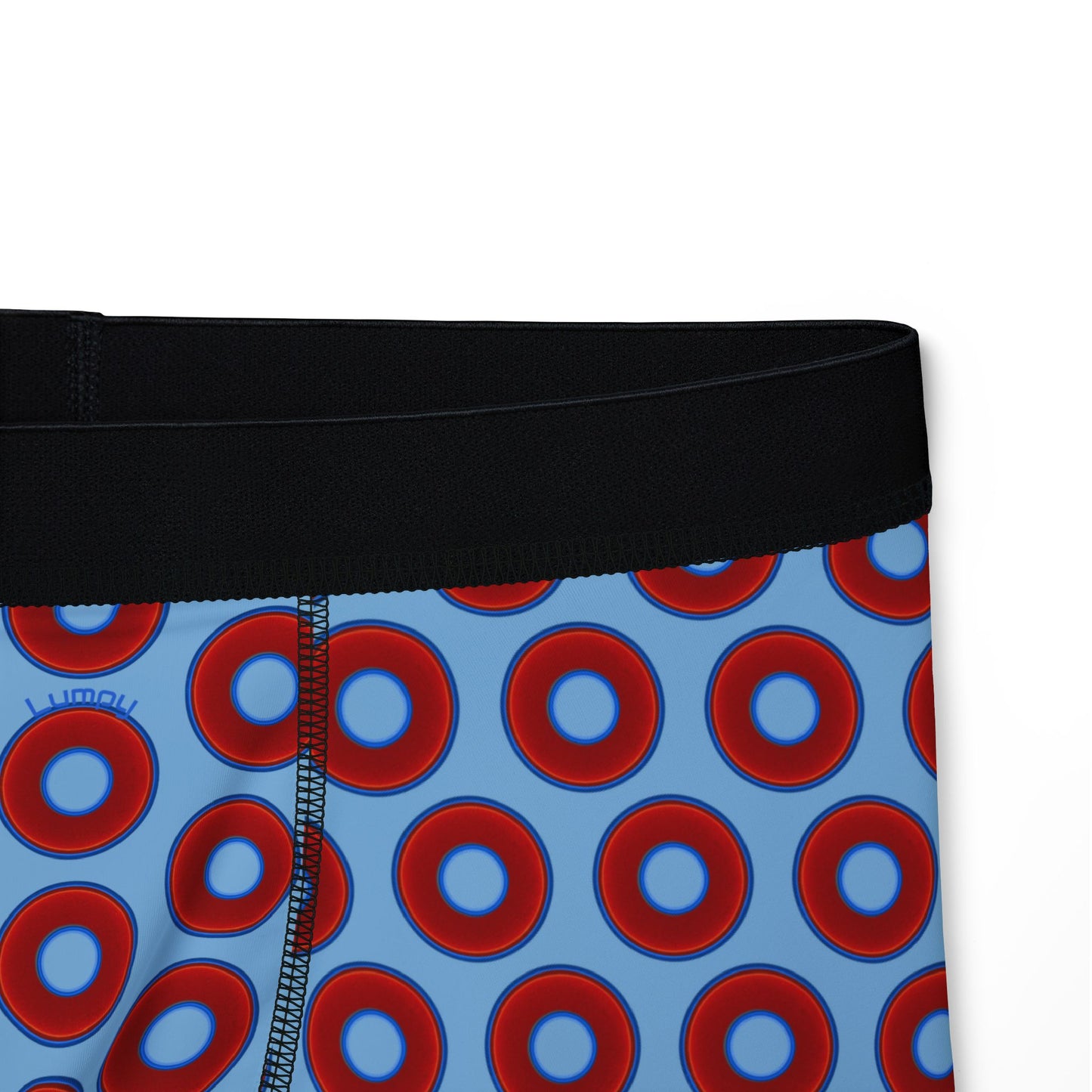 Men's Donut Boxers - red vivid donuts w/sky blue background