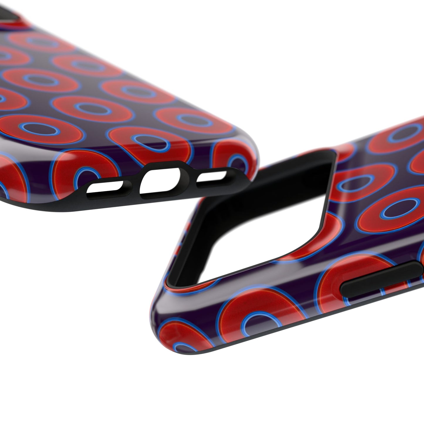 Impact-Resistant Lumpy Donut Case - red vivid donut print w/midnight purple background