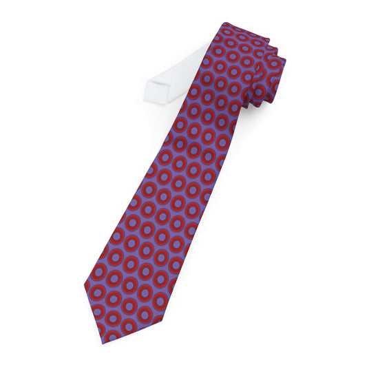 The Lumpy Necktie - vivid red donut print w/light purple background