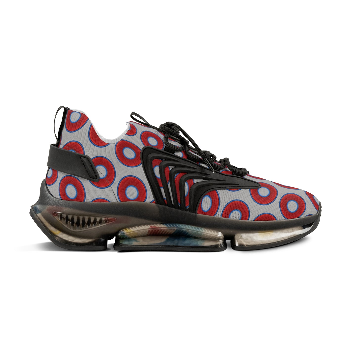 Donut Kicks - red vivid donut print w/light gray background