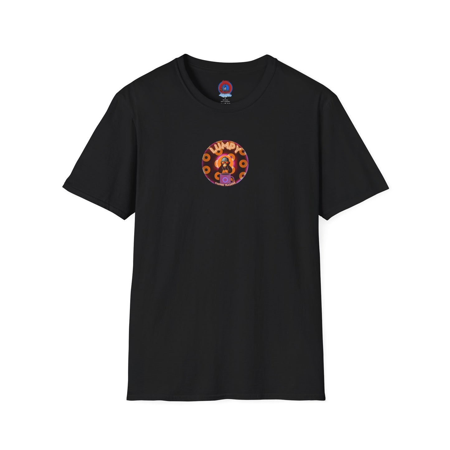 Coffee Traders Tee - Unisex Soft-Style - "Blastoff " - paradoxical donuts - variant 2 - logo front/mothership back
