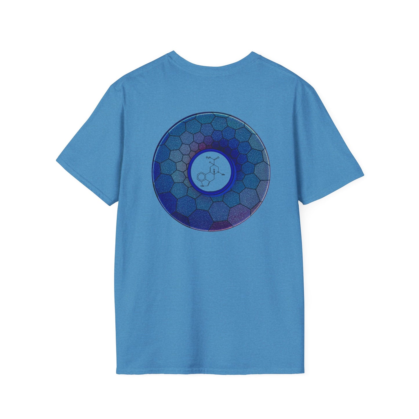 Classic Donut Tee - Unisex Soft-Style - "Dr. Albert Hofmann's Favorite Donut" - series 1.0  - variant 2 - blue hexadonut