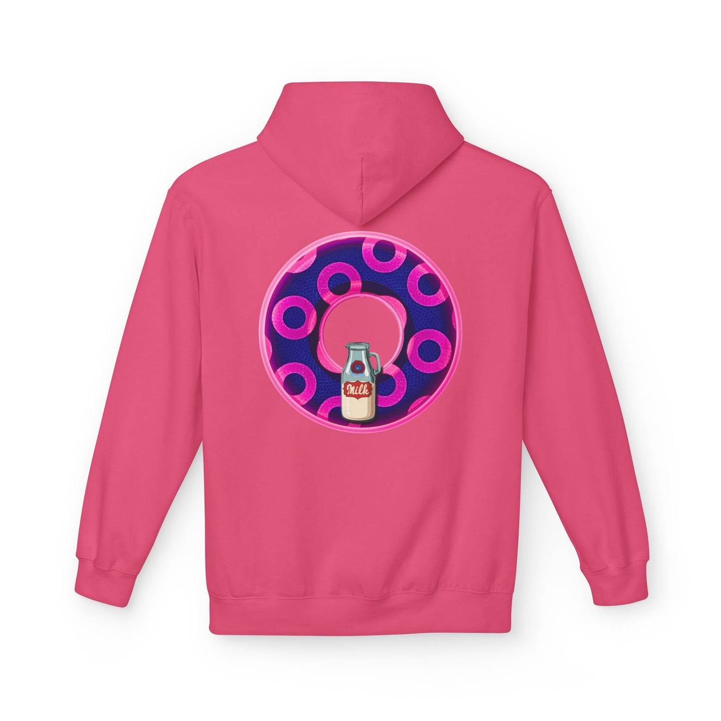 Fleece Harry Hoodies [Midweight Soft-style] - "Wooked Cream Dairy - YEMSG Donut" - blue/magenta rustic paradox donut - variant 5