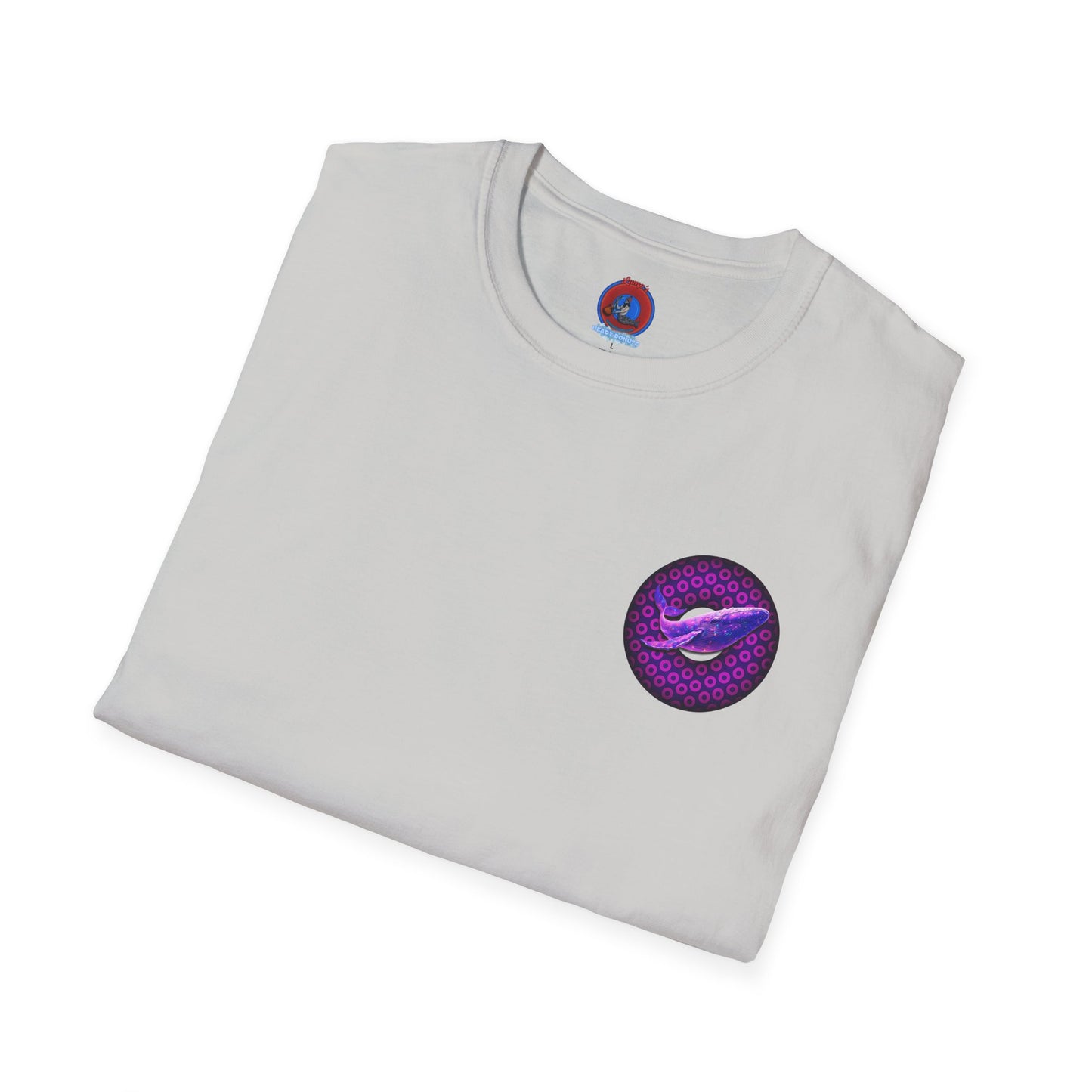 Classic Donut Tee - Unisex Soft-Style - "A Purple Humpback Whale of a Good Time" - variant 1 - purple paradoxical donut