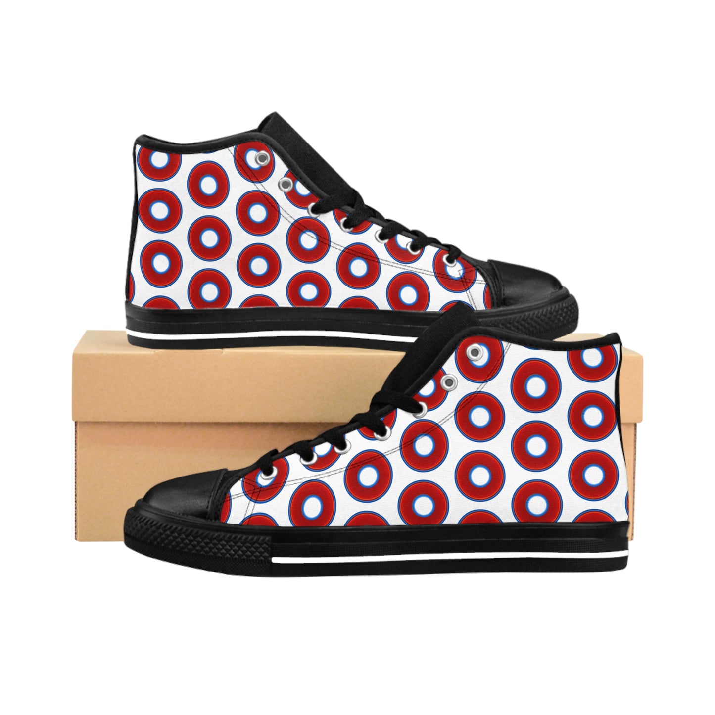 Men's Cushiony Convectors - High Tops - red vivid donuts w/white background