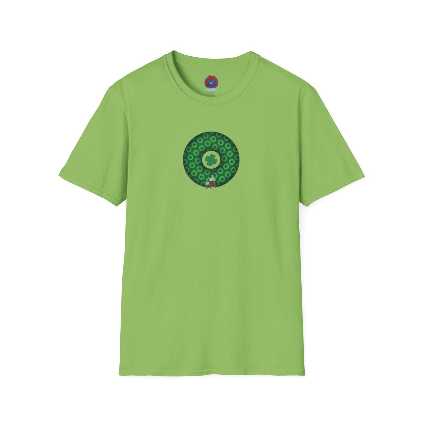 Classic Donut Tee - Unisex Soft-Style - "Patron Saint of Donuts" - St. Patrick's Day Donut - w/whiskey - holiday edition - variant 2