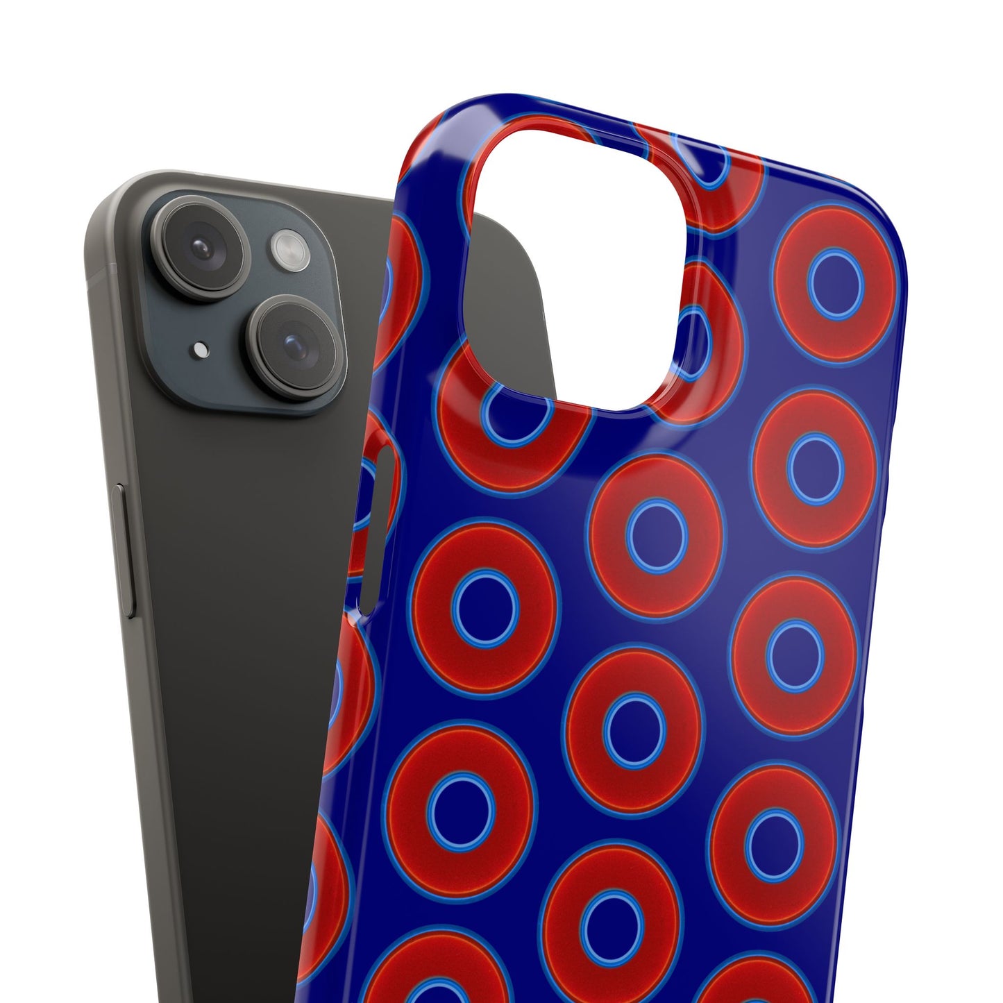Lumpy Donut Snap Case - red vivid donut print w/vivid navy blue background