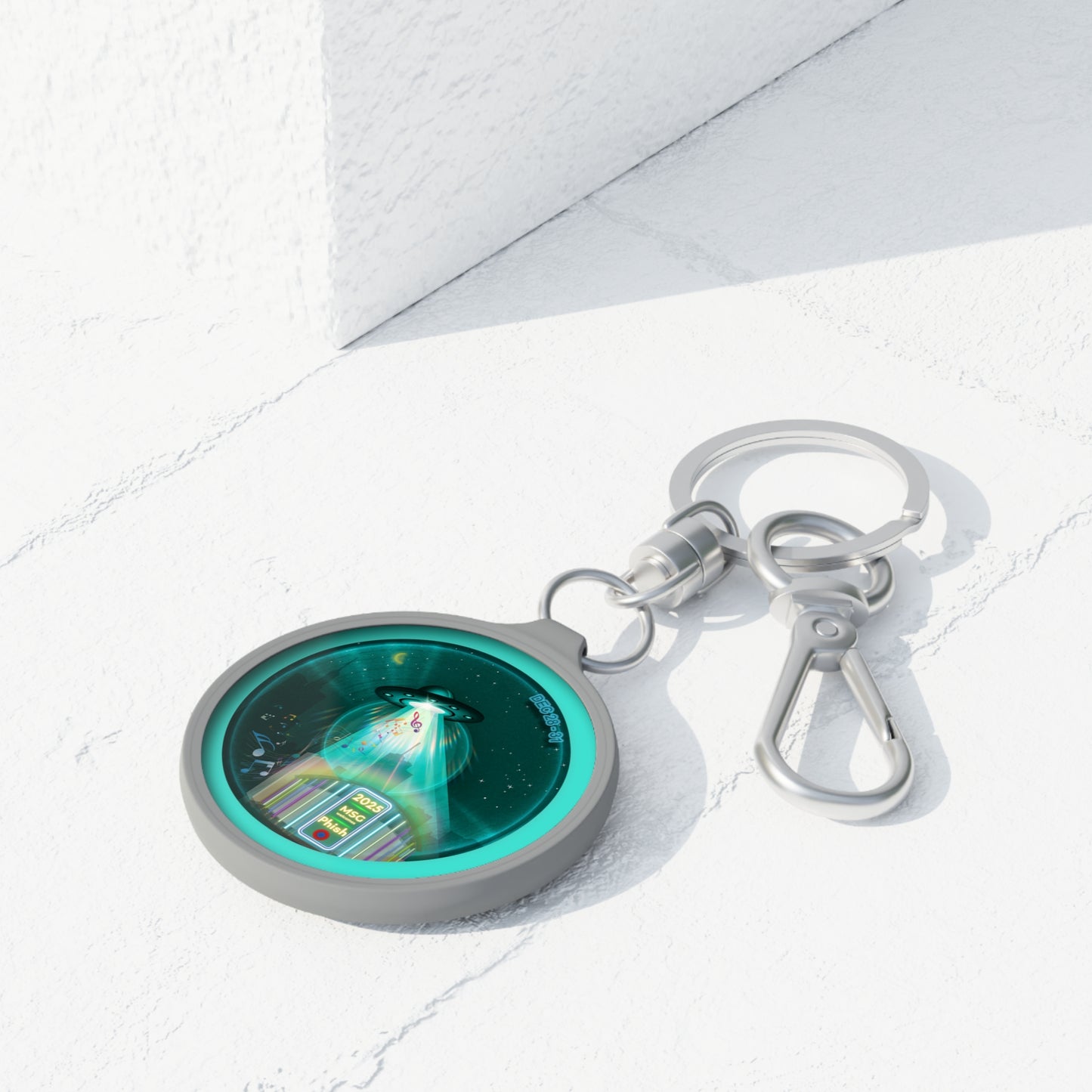 Lumpy Donut Keychain - "Secret Ingredient? MSG of course" - series 1.0 - teal donut