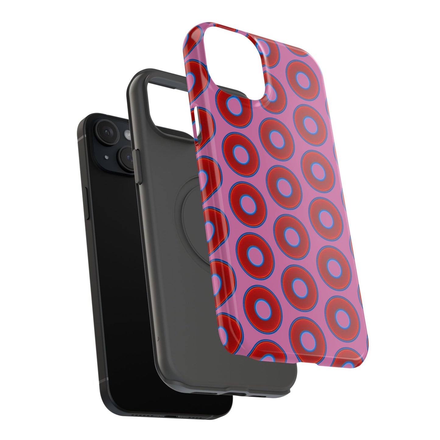 Impact-Resistant Lumpy Donut Case - red vivid donut print w/pink background