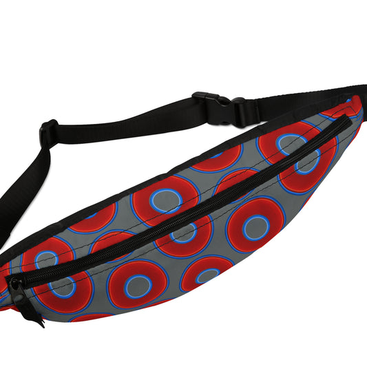 Lumpy Phanny Pack - vivid red donuts w/dark gray background