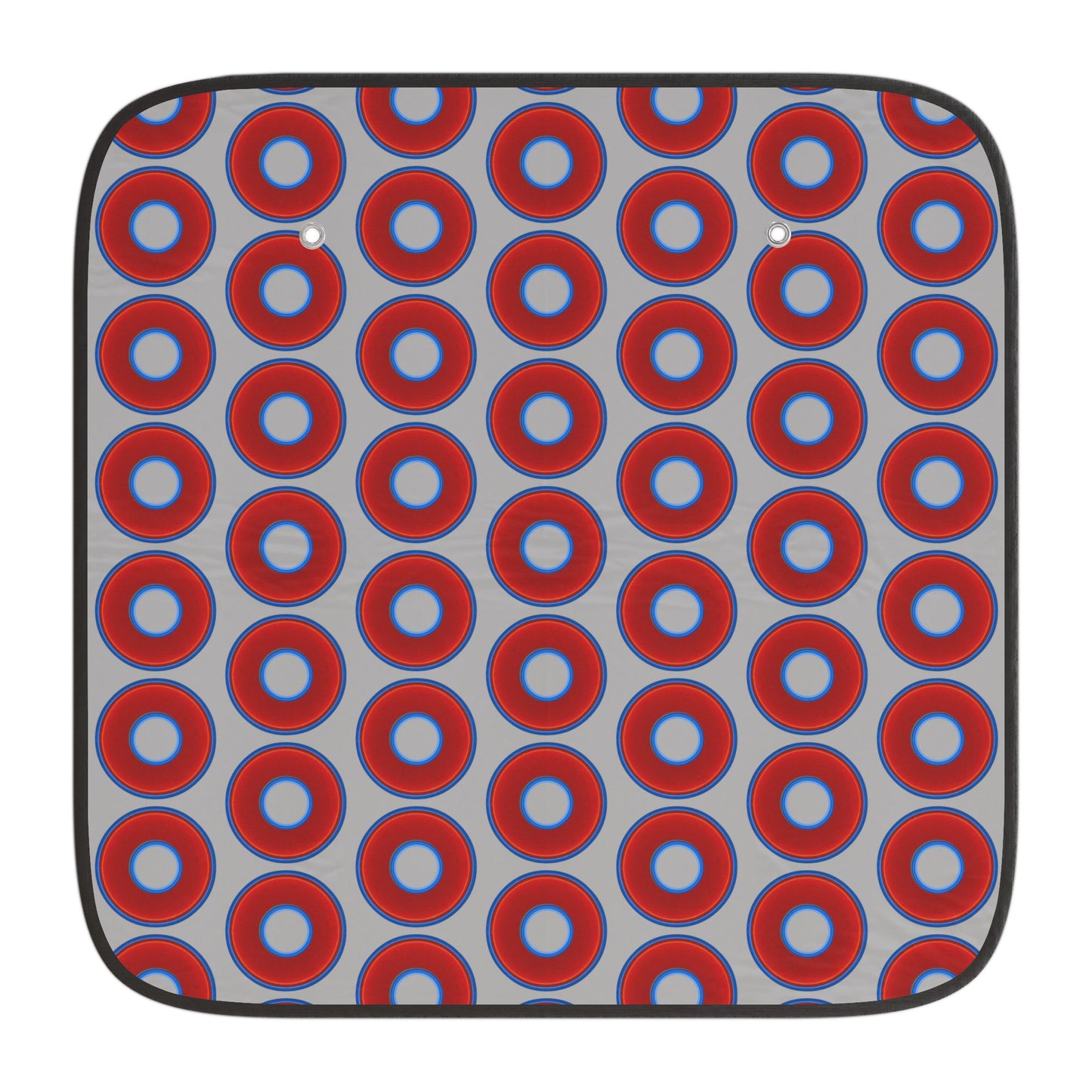 Automotive Donut Sun Shade - red vivid donuts w/light gray background