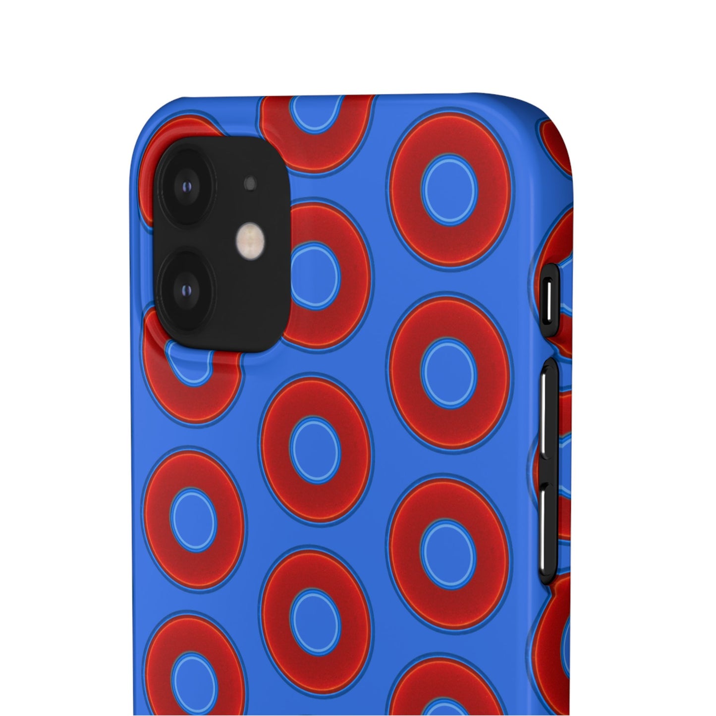 Lumpy Donut Snap Case - red vivid donut print w/medium royal blue background