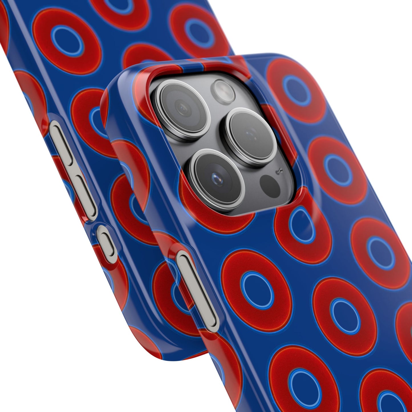 Lumpy Donut Snap Case - red vivid donut print w/dark blue background