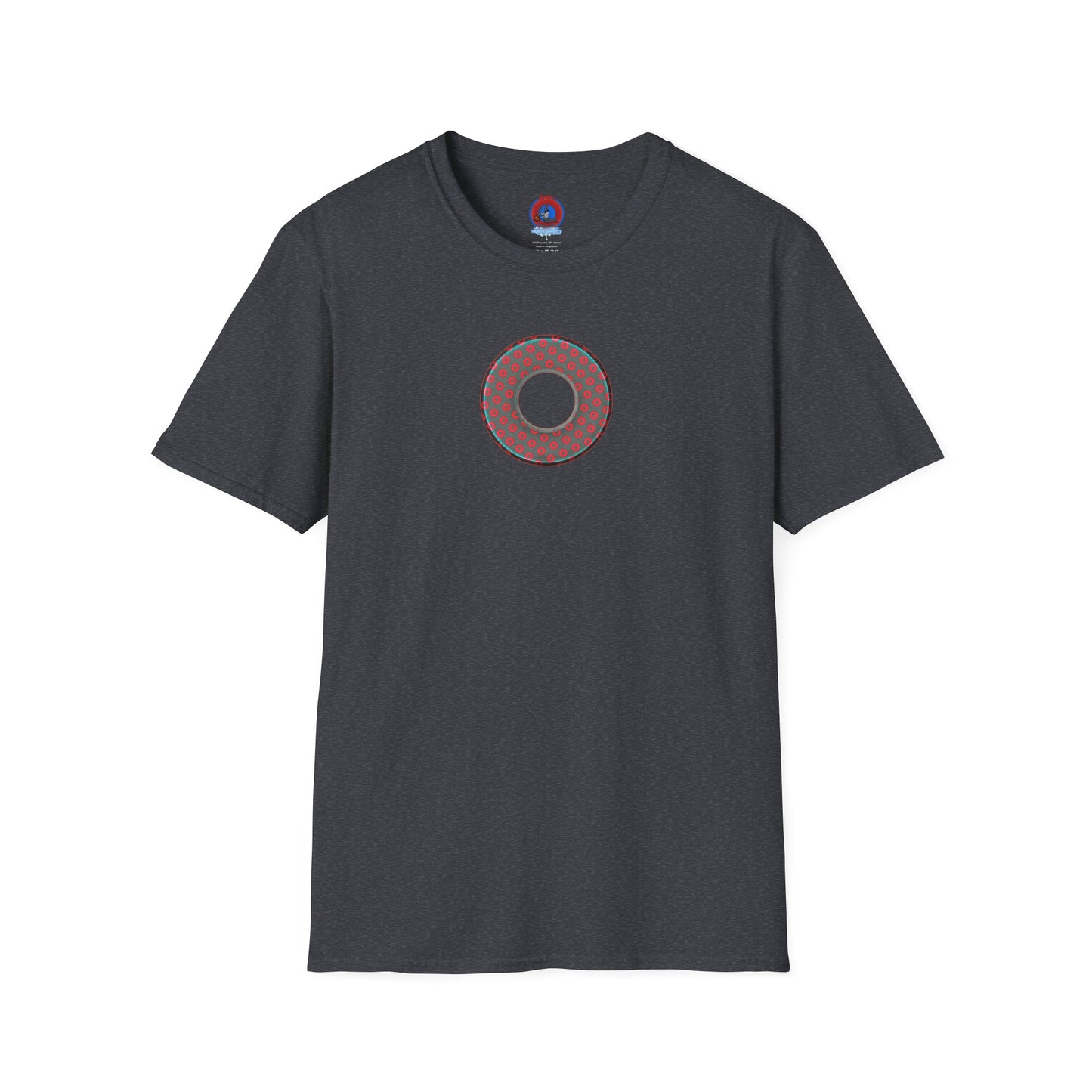Plain Donuts/Unisex Soft-Style - "Plain Electric Paradoxical Donuts" - dark teal/red donuts