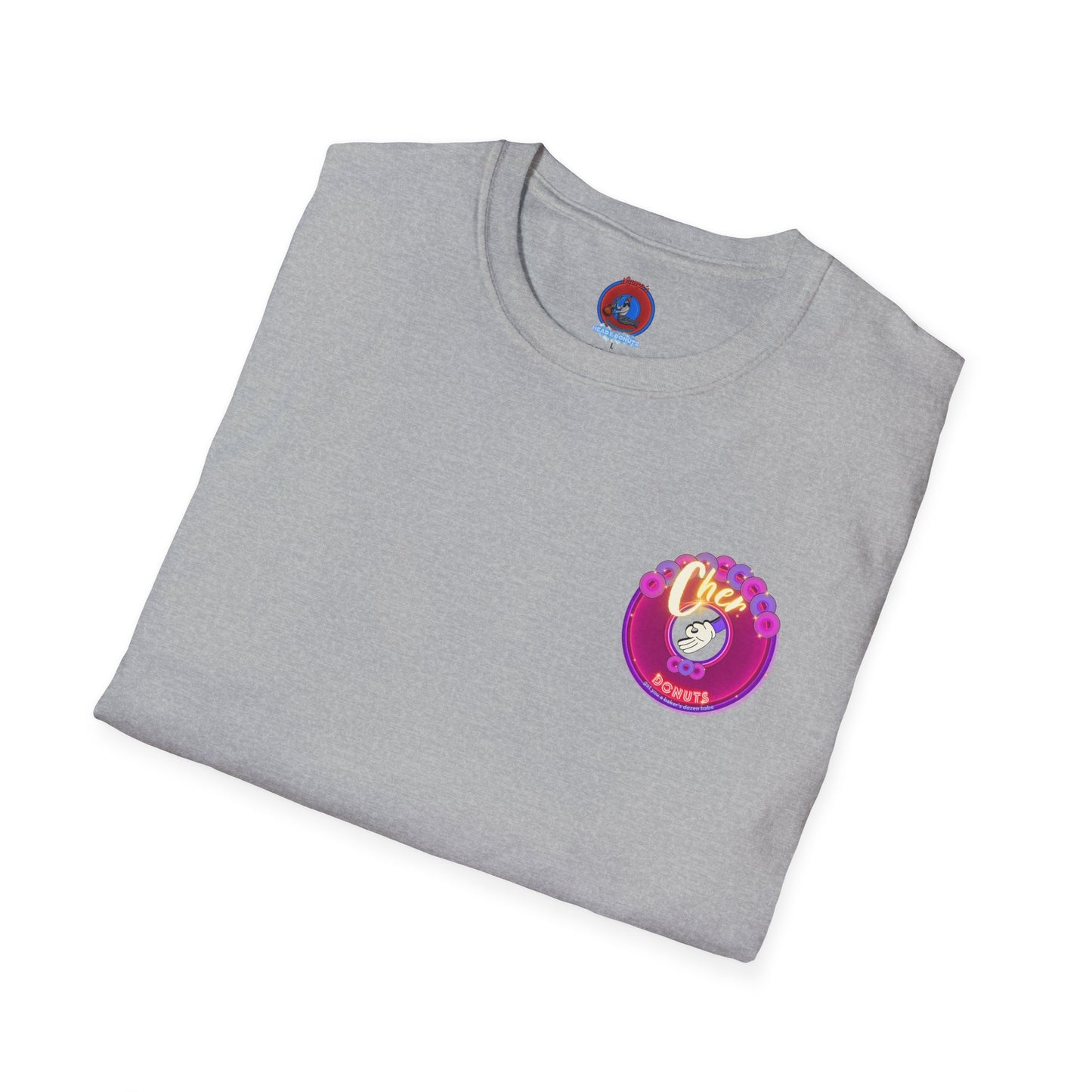 Classic Donut Tee - Unisex Soft-Style - "Cher-ing is Caring" - series 1.0  - variant 2 - magenta donut - [*charitable donut]