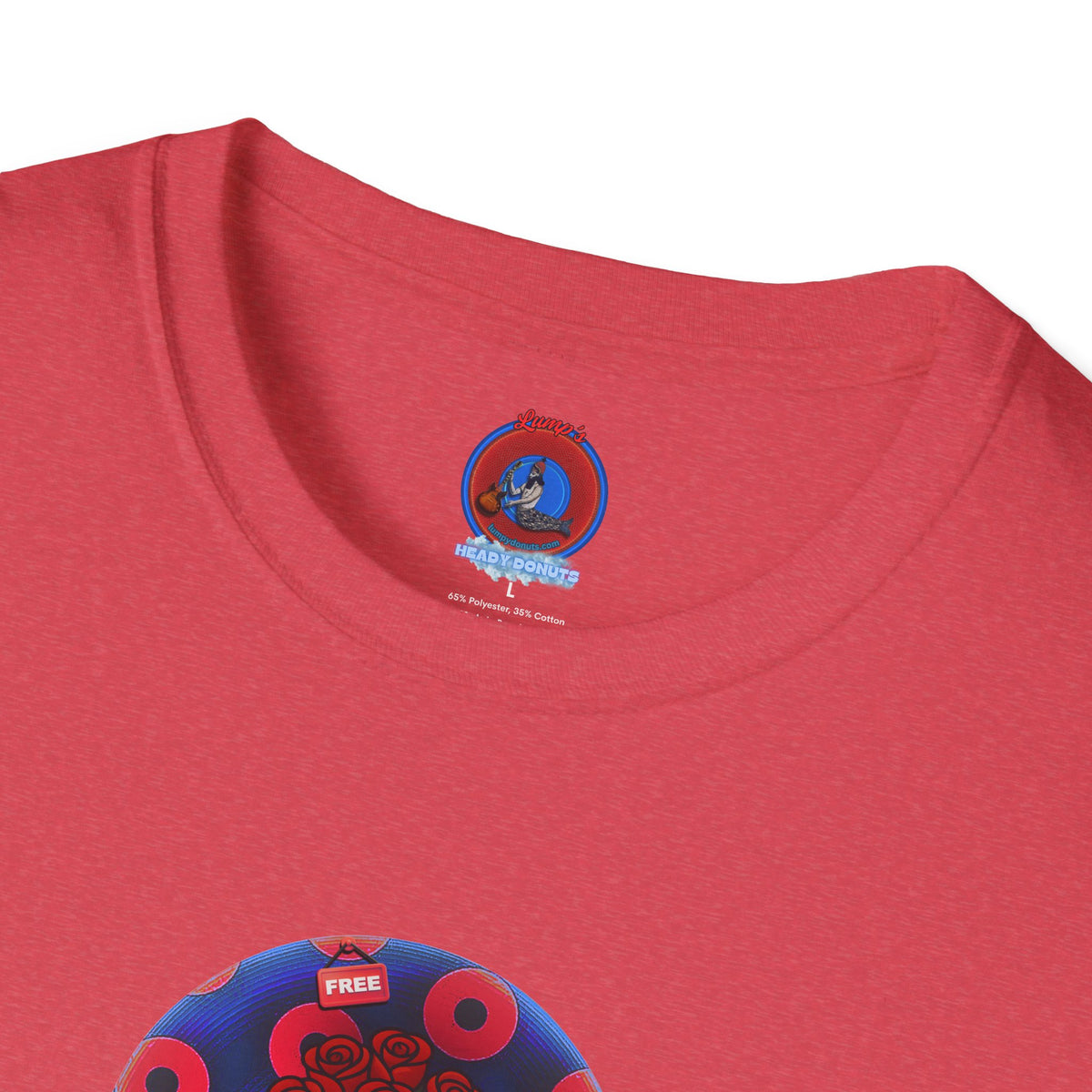 Classic Donut Tee - Unisex Soft-Style - "Donuts of Phreedom" - red/blue paradoxical blimpy donut