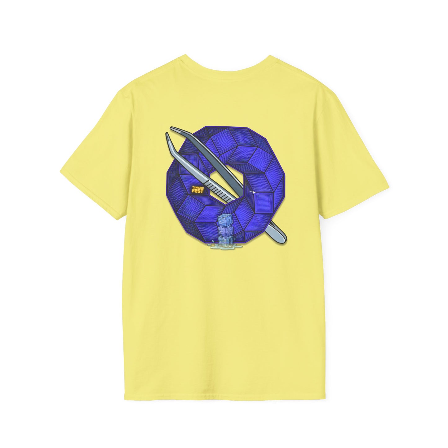 Classic Donut Tee - Unisex Soft-Style - "The Teasing Festivus Donut" - blue rustic cubed donut