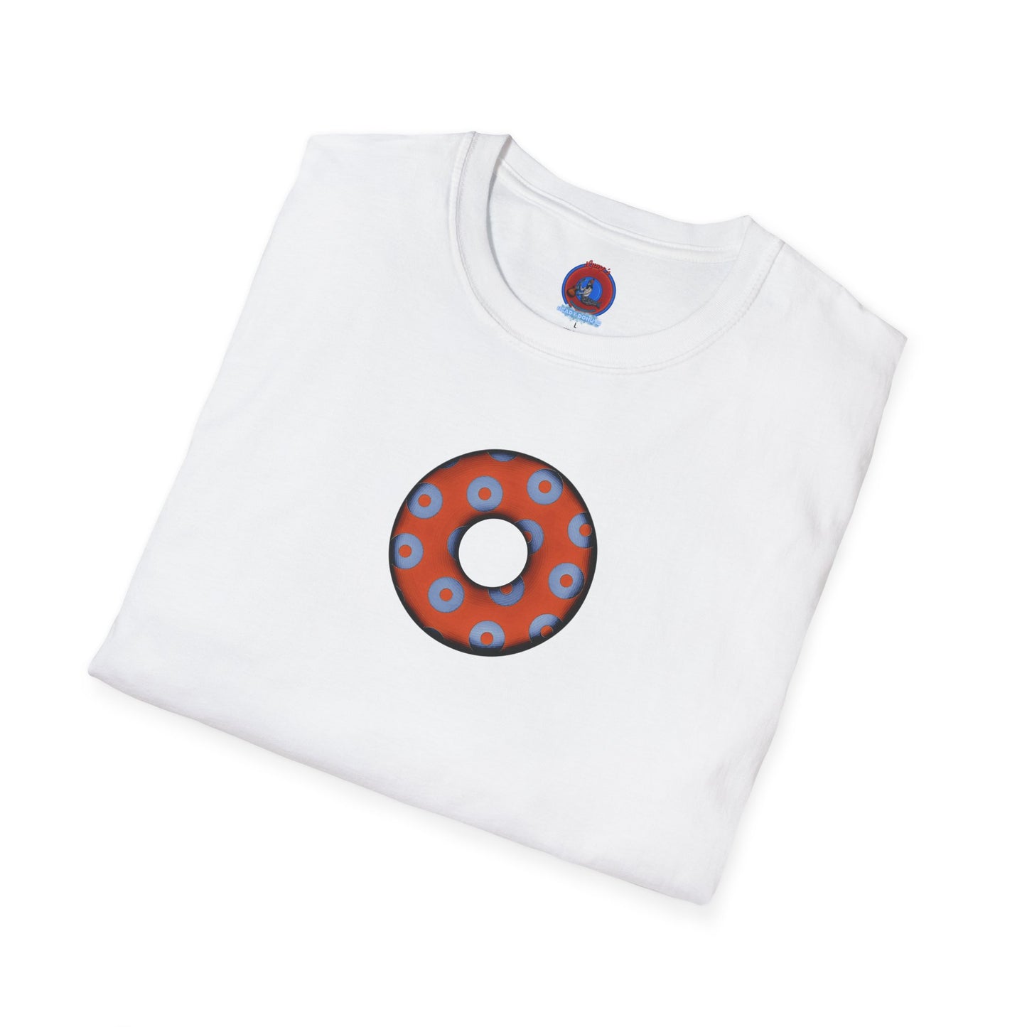 Plain Donuts/Unisex Soft-Style - "Plain Blimpy Paradoxical Donuts" - light blue/orange donuts