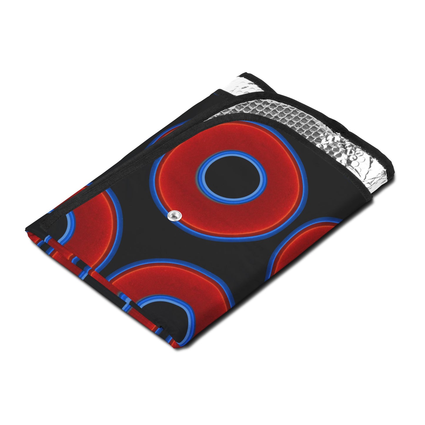Automotive Donut Sun Shade - red vivid donuts w/black background