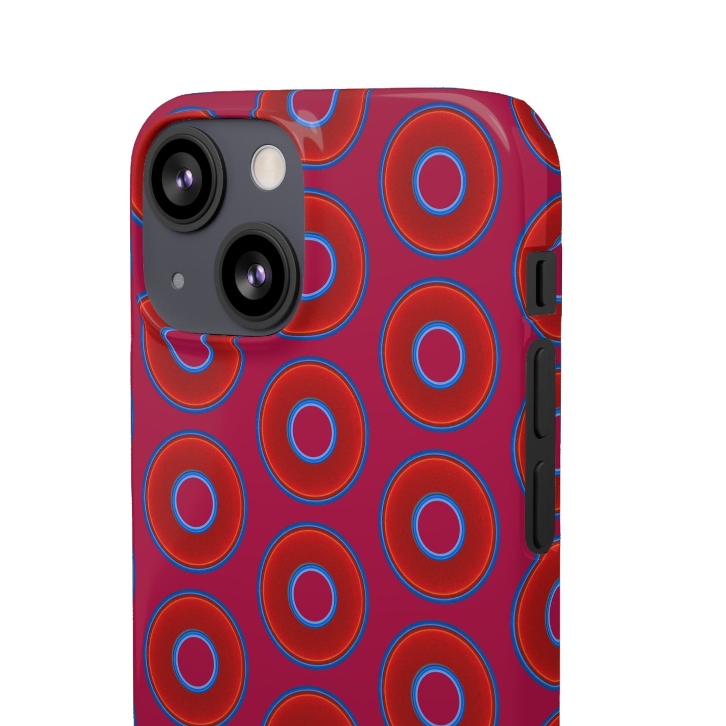 Lumpy Donut Snap Case - red vivid donut print w/dark magenta background