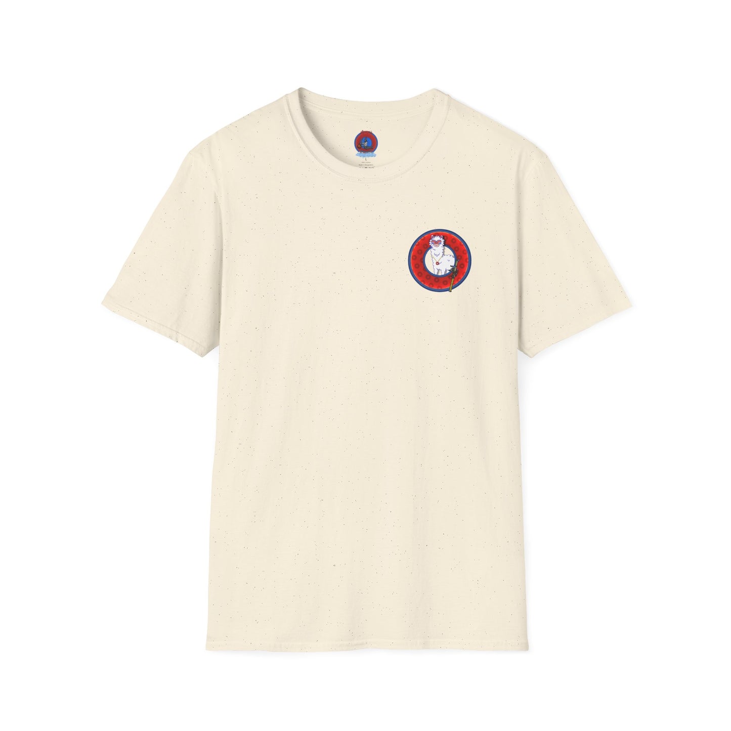 Classic Donut Tee - Unisex Soft-Style - "Medium Paced Llama Donut" - red/blue widemouthed paradox donut