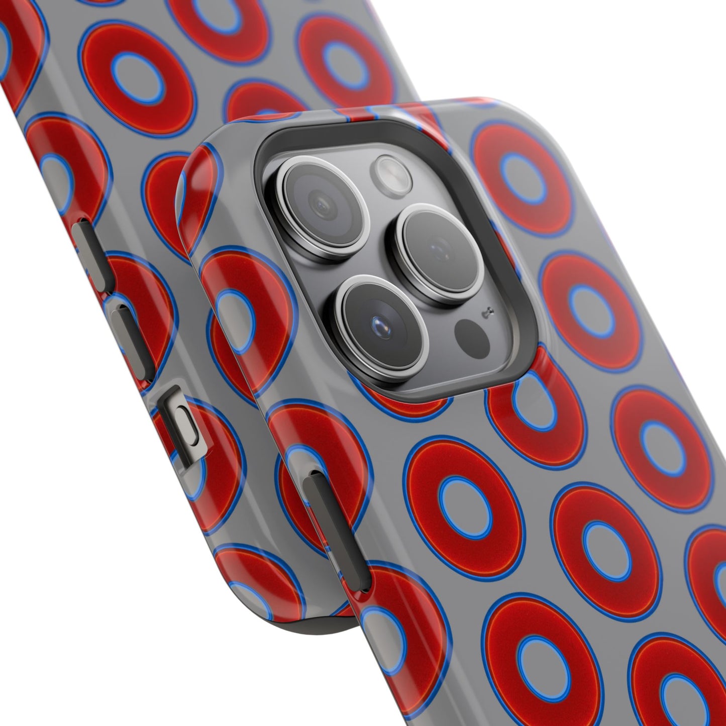 Impact-Resistant Lumpy Donut Case - red vivid donut print w/gray background
