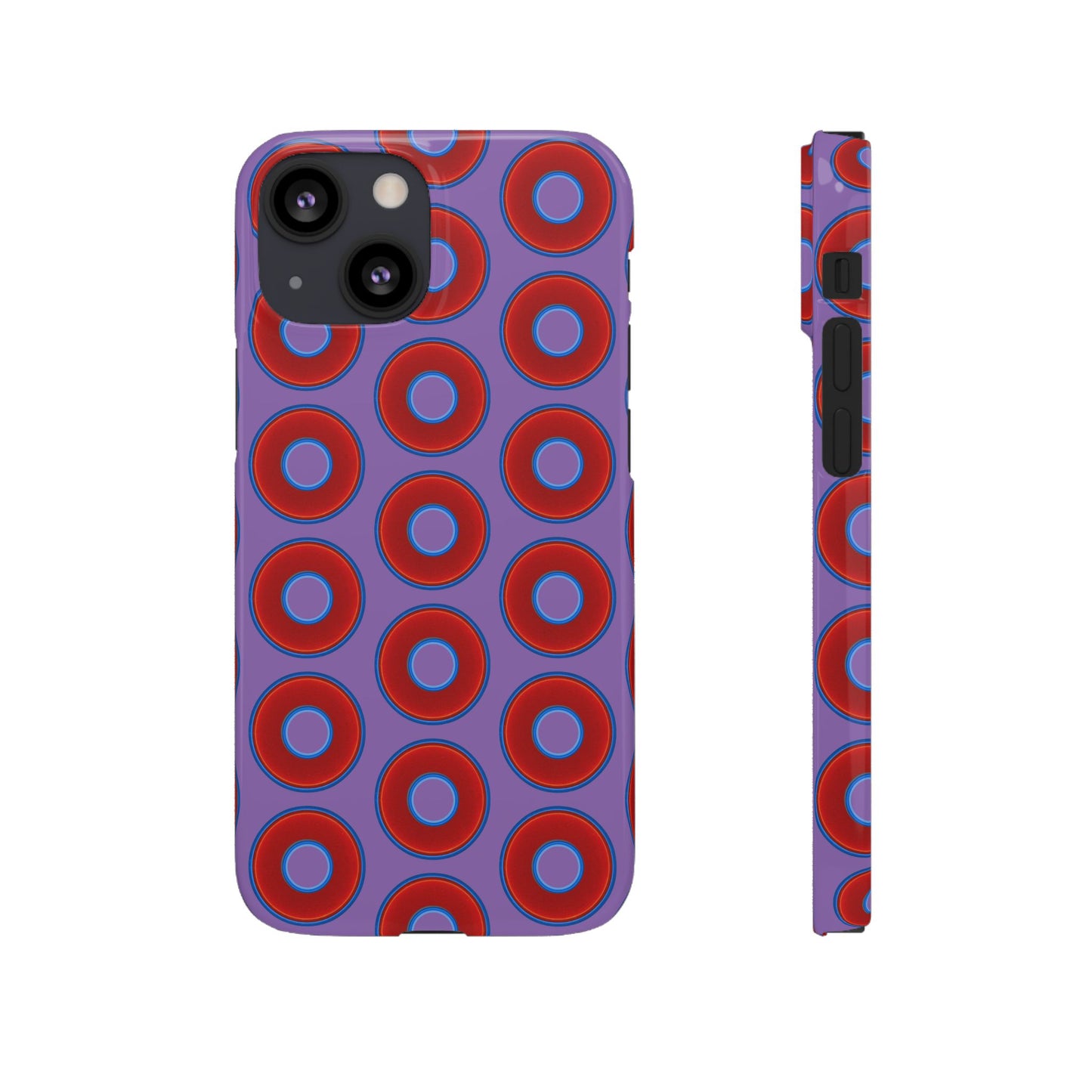 Lumpy Donut Snap Case - red vivid donut print w/light purple background