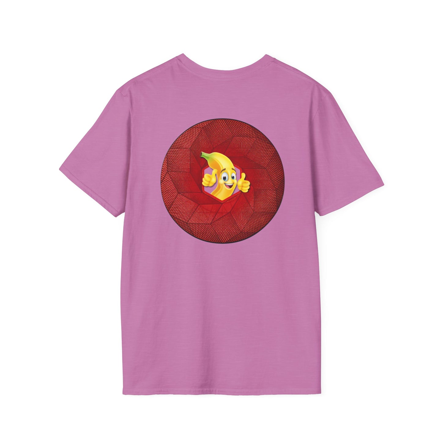 Classic Donut Tee - Unisex Soft-Style - "Dis sheet, it's bananas!" - series 1.0 - variant 1 - cubed red donut